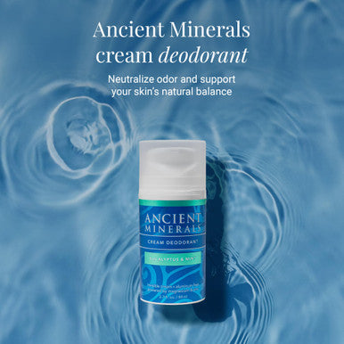 Ancient Minerals Natural Deodorant Cream Eucalyptus & Mint Scent Aluminum-Free Vegan Deodorant for Women and Men with Magnesium Zinc & Vitamin E for Sensitive Skin 2 oz