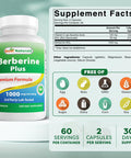 Best Naturals Berberine Plus 1000mg per Serving (Non-GMO) 60 Capsules - Contains Berberine HCL 1000mg Vitamin C 120mg & Zinc Gluconate 30 mg