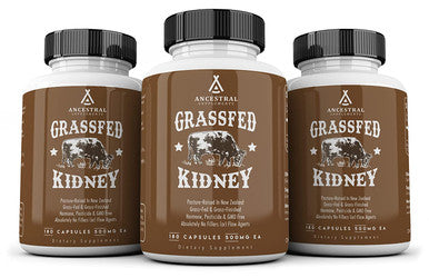 Ancestral Supplements Kidney (High in Selenium, B12, DAO) Supports Kidney, Urinary, Histamine Health (180 Capsules)