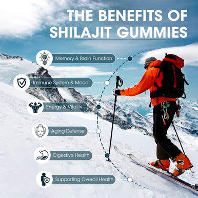 Himalayan Shilajit Gummies With 85+ Trace Minerals & Fulvic Acid For Energy, Immune, Cognitive Support High Potency Pure Natural Shilajit Supplement For Men & Women 60 Gummies