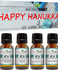 Premium Grade Fragrance Oil- Happy Hanukkah- Gift Set 6/10ml for Diffuser, Body oil, Skin & Hair, Massage, Baby Powder, Beachwood Vetiver, Bora Bora, Summer Breeze, Toasted Marshmallows, Vanilla bean