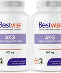 AKG (Alpha Ketoglutaric Acid) 500mg (480 Vegetarian Capsules) (240 x 2) - No Stearates - Vegan - Non GMO - Gluten Free - AKG Supplement