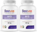 AKG (Alpha Ketoglutaric Acid) 500mg (480 Vegetarian Capsules) (240 x 2) - No Stearates - Vegan - Non GMO - Gluten Free - AKG Supplement