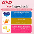 CATALO Womens Calcium Support Strong Bone and Delay Bone Loss Promote Joint Mobility 600mg Plant Based clinically Proven Algae Calcium per Serving with Vitamin D3 60 Tablets