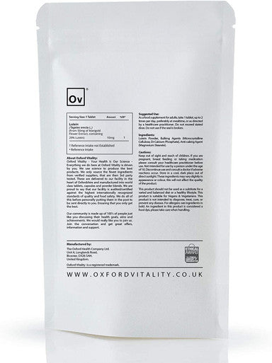 Ov Oxford Vitality | Lutein Supplements | 10mg Tablets for Eye Health