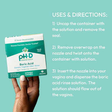pH-D Feminine Health - Instant Odor Rinse With Boric Acid For Vaginal Odor - Vegan, Paraben-Free, Cruelty-Free, 6 Fl Oz Total, (3 Fl Oz, Pack Of 2)