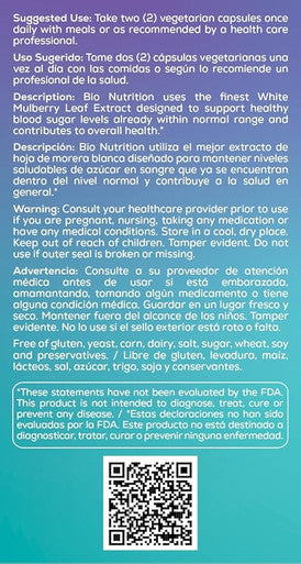 Bio Nutrition Inc White Mulberry Leaf Extract - 1000 Mg - 60 Veg Capsules
