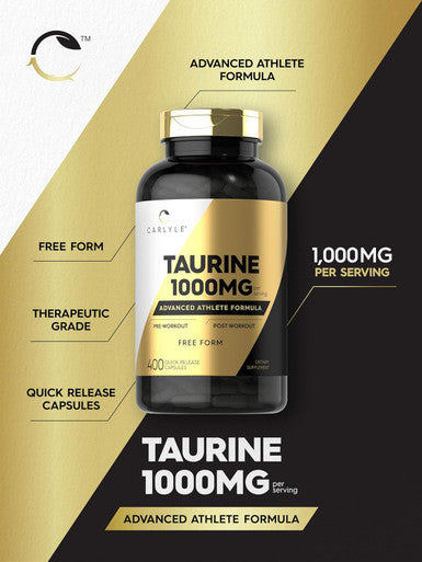 Carlyle Taurine 1000mg Capsules | 400 Count | Form | Non GMO Gluten Supplement