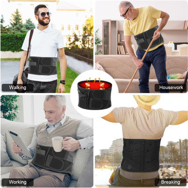Cordless Heating Pad Back Massager Brace For Lower Back Pain Relief, Heated Back Brace Vibration Wrap With Rechargeable Battery, Warmer Lumbar Support Belt With Massage For Cramps (L)