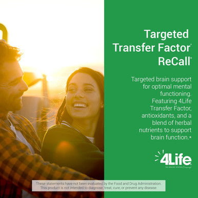 4Life Transfer Factor Recall - Brain Health Supplement for Memory & Learning Support - with Ginkgo Biloba Bacopa Monnieri & Huperzia Serrata - Supports Immune System - 90 Veggie Capsules