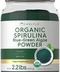 Carlyle Organic Spirulina Powder For Smoothies 2.2 Lbs Blue Green Algae 8G Spirulina Per Serving Vegan, Non-Gmo, Gluten