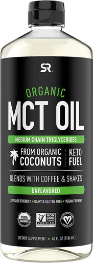 Sports Research Keto MCT Oil from Organic Coconuts Fatty Acid Fuel for Body Brain Dual Ingredient C8 and C10 MCTs Perfect in Coffee Tea More NonGMO Vegan Unflavored 40 Oz