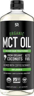 Sports Research Keto MCT Oil from Organic Coconuts Fatty Acid Fuel for Body Brain Dual Ingredient C8 and C10 MCTs Perfect in Coffee Tea More NonGMO Vegan Unflavored 40 Oz