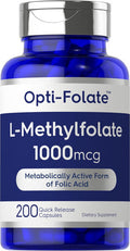 Carlyle L Methylfolate 1000mcg | 200 Capsules | Value Size | Optimized and Activated | Non-GMO Gluten | Methyl Folate 5-MTHF | by Opti-Folate