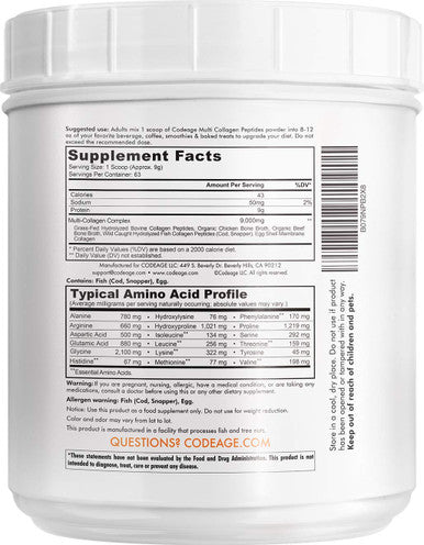 Codeage Multi Collagen Protein Capsules & Multi Collagen Protein Powder Bundle | Multi Collagen Pills, Collagen Types I, II, II, V & X, 90 Count | Multi Collagen Peptides - Pure, Hydrolyzed, 20 oz