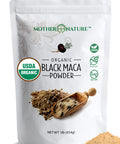 Mother Nature Organics Superfoods for Organic Living Organic Raw Black Maca Root Powder Premium Usda Certified Ideal For Men and Women Boost Workouts Enhance Muscle Recovery Non-Gmo Vegan Superfood