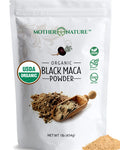 Mother Nature Organics Superfoods for Organic Living Organic Raw Black Maca Root Powder Premium Usda Certified Ideal For Men and Women Boost Workouts Enhance Muscle Recovery Non-Gmo Vegan Superfood