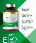 Carlyle Dry Vitamin E | 400 IU (268mg) | 120 Capsules | High Potency Formula | Non-GMO and Gluten