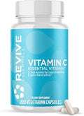 Revive MD Vitamin C Capsules 1000mg HighPotency VIT C Ascorbic Acid Dietary Supplement for Immune Support and Antioxidant Health No Fillers and NonGMO 200 Vegetarian Capsules