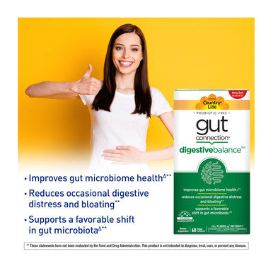 Country Life Gut Connection Digestive Balance 60 Vegan Capsules Certified Gluten Free Certified Vegan Non-Gmo Verified