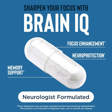 Relaxium BrainIQ Nootropic Brain Supplements for Memory and Focus | Memory Supplement for Brain Health | Cognitive Supplement & Memory Pill with Lion's Mane L-threonine & Coffee Extract | Vegan 60 Capsules