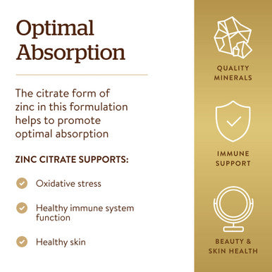 Solgar Zinc Citrate Vegetable Capsules 100 Count Non-Gmo Gluten Free And Kosher Supports Immune System Health Healthy Skin And Eyes Normal Taste And Vision