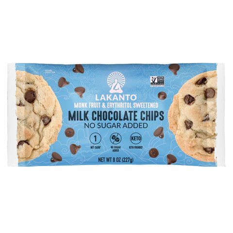 Lakanto Sugar Free Chocolate Chips - Monk Fruit Sweetener and Erythritol, Perfect for Baking, Pancakes, Muffins, Protein Bites, Melting, Mixing, Snacking, Gluten Free, Vegan (8 oz - Pack of 3)
