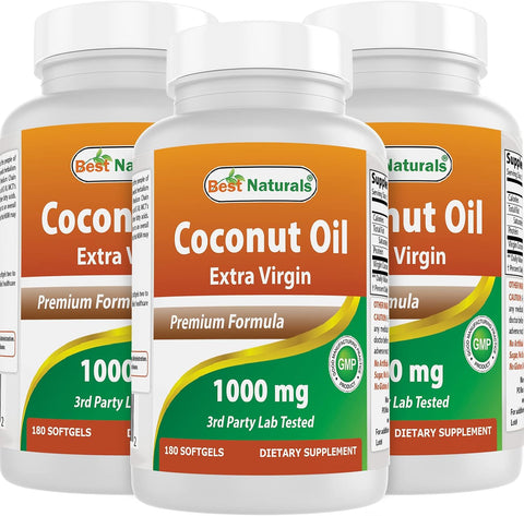 Best Naturals Extra Virgin Coconut Oil 1000 mg Softgel, 180 Count