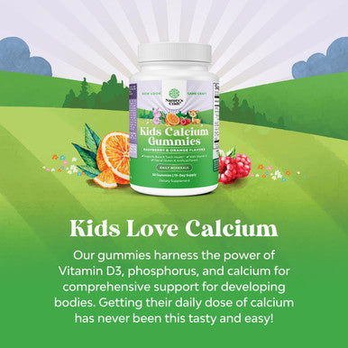 Natures Craft Tasty Kids Calcium Gummies - Vitamin D & Calcium Gummies for Children - Vitamin Gummies with Calcium & Vitamin D for Muscle Bone & Development - Gelatin- Kosher Childrens Gummies 30ct (2 Pack)