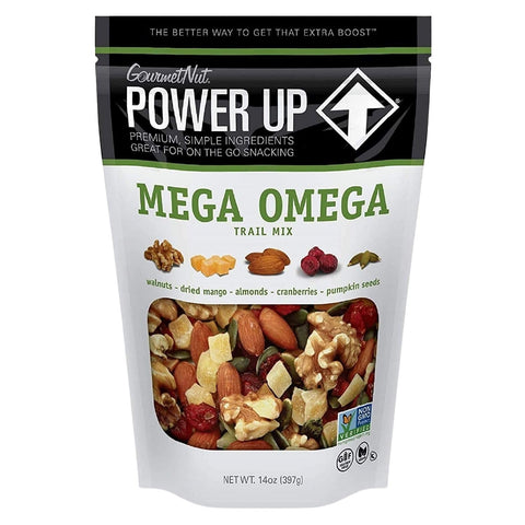 Power Up Trail Mix, Mega Omega Trail Mix, Non-GMO, Vegan, Gluten Free, No Artificial Ingredients, Gourmet Nut, 14 Ounce Bag
