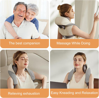 Mekk Shiatsu Neck Massager With Heat, Cordless Deep Tissue 4D Expert Kneading Massage Pillow For Neck, Back, Shoulder, Traps, Back And Leg Pain Relief, Gifts For Men Women Mom Dad