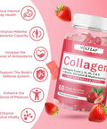 Collagen Gummies For Men And Women, Vegan Collagen 2500Mg For Hair Skin Nails Muscle & Joint, Immunity - 60Ct Strawberry Flavored Supplement