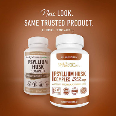 Psyllium Husk Complex - 1080mg of Psyllium Husk Powder (60 High Fiber Capsules) Fiber Supplement with Psyllium + 10 Herbs Supports Digestion, Intestinal Health & Regularity*