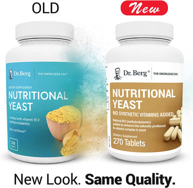 Dr. Berg's Nutritional Yeast Tablets - Natural B12 Added - All 8 B Vitamin Complex - No Gluten Non-GMO No Synthetics - 270 Vegan Tablets Dietary Supplements