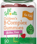 Carlyle Kids B Complex Gummies 90 Count with Vitamin B1 B2 B6 B12 and Ashwagandha Extract Peach Raspberry Flavor Vegan NonGMO and Gluten Free Supplement Lil' Sprouts