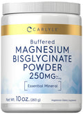 Magnesium Bisglycinate Powder | 250Mg | 10 Oz | Vegetarian, Non-Gmo, & Gluten Free Supplement | By Carlyle