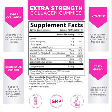 Collagen Peptides For Women - Collagen Gummy With Biotin For Hair, Skin, Nail, Bone & Joint Support, Extra Strength Hydrolyzed Collagen Peptides Supplement For Women & Men, Non-Gmo - 60 Gummies