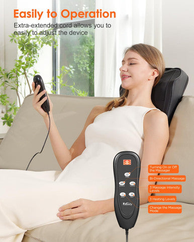 Back Massager With Heat, Shiatsu Neck & Back Massager Pillow For Pain Relief, 3D Kneading Massage Cushion For Back, Neck, Shoulder, Leg Relaxation, Ideal For Mom Dad Women Men.