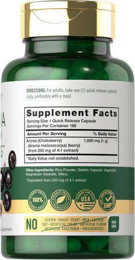 Carlyle Aronia Berry | 1000mg Capsules | 180 Count | Non-GMO Gluten