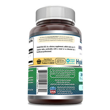 Amazing Formulas Hyaluronic Acid Capsules Supplement- Support Healthy Connective Tissue And Joints - Promote Youthful Healthy Skin (200 Mg, 120 Count)