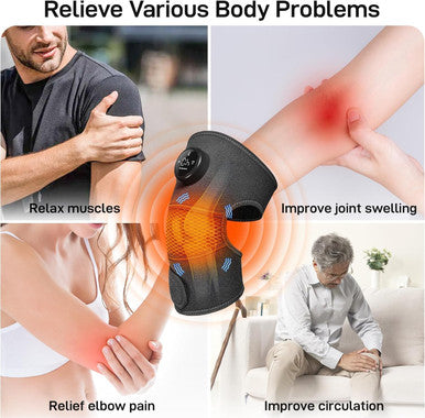 Gobok Cordless Knee Massager With Heat And Red LightKnee Brace For Arthritis Pain ReliefHeating Pad For Knee Shoulder Elbow For Women Men (Black)