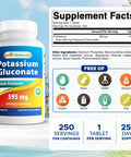 Best Naturals Potassium Gluconate Supplement 595 Mg Tablet 250Count