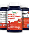 NusaPure Reduced Glutathione 500mg 180 Veggie Capsules (Vegan,Non-GMO & Gluten-Free) L-Glutathione