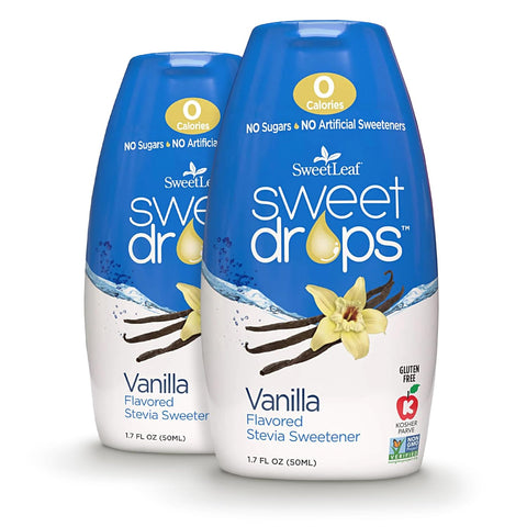 SweetLeaf Sweet Drops Flavored Stevia Liquid Sweetener Stevia Extract Zero Calories Gluten Keto Friendly Non GMO Natural Flavor Sugar Alternative Vanilla 1.7 Fl Oz (Pack of 2)
