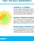BioEmblem Vitamin D3 K2 Capsules (5000IU and 200mcg) Patented MK7 and MK4 for 3in1 Complex Support Vegetarian Vitamin D K2 Supplement for Teeth Heart Immune System NonGMO 90 Caps