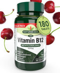 Natures Aid Vitamin B12 1000 g Supplement 180 Tablets | High Strength Methylcobalamin Supports Energy & Reduces Tiredness Vegan Vegetarian Gluten-Free
