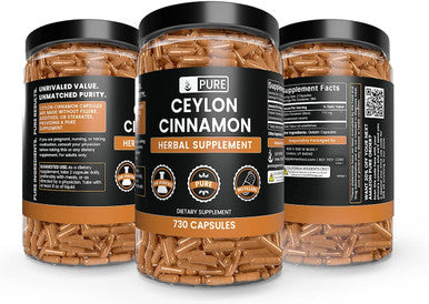 PURE ORIGINAL INGREDIENTS Cayenne Pepper, Ceylon Cinnamon, Turmeric Curcumin Bundle (730 Capsules)