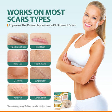 Geloo Professional Silicone Scar Sheets (Roll 1.6 160"- 4.06M) - Extended Edition Silicone Scar Tapes - Reusable Scar Removal Silicone Gel Strips For C-Section, Keloid, Surgery, Burn Scar Etc