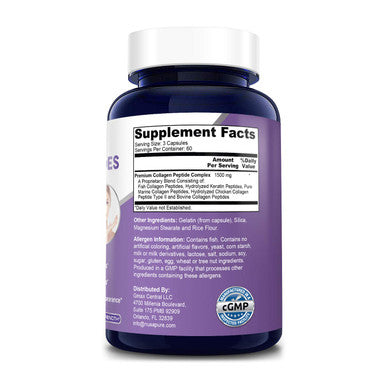 NusaPure Collagen Peptides Complex 1500mg 180caps (Non-GMO & Gluten-Free)