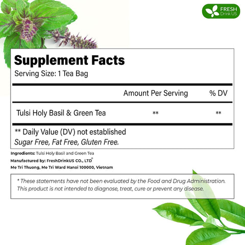 FreshDrinkUS, Premium 50 Mulberry Leaf Tea Bags, 100% Natural & Pure from Mulberry Leaves. Herbal Tea. Made with Natural Material Tea Bags. No Sugar, No Caffeine, No Gluten, Vegan.